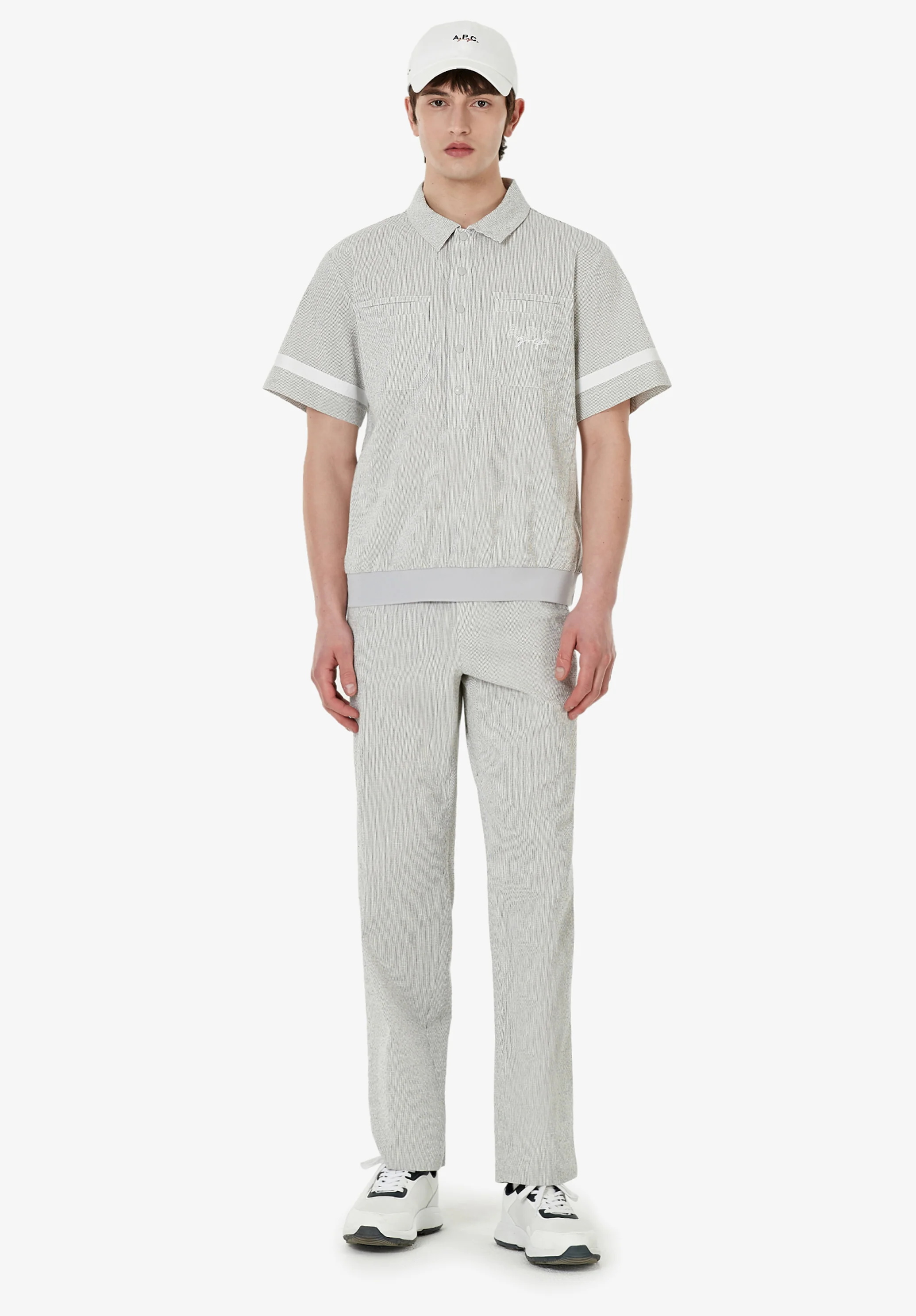 Polo en seersucker A.P.C. Golf - Gris