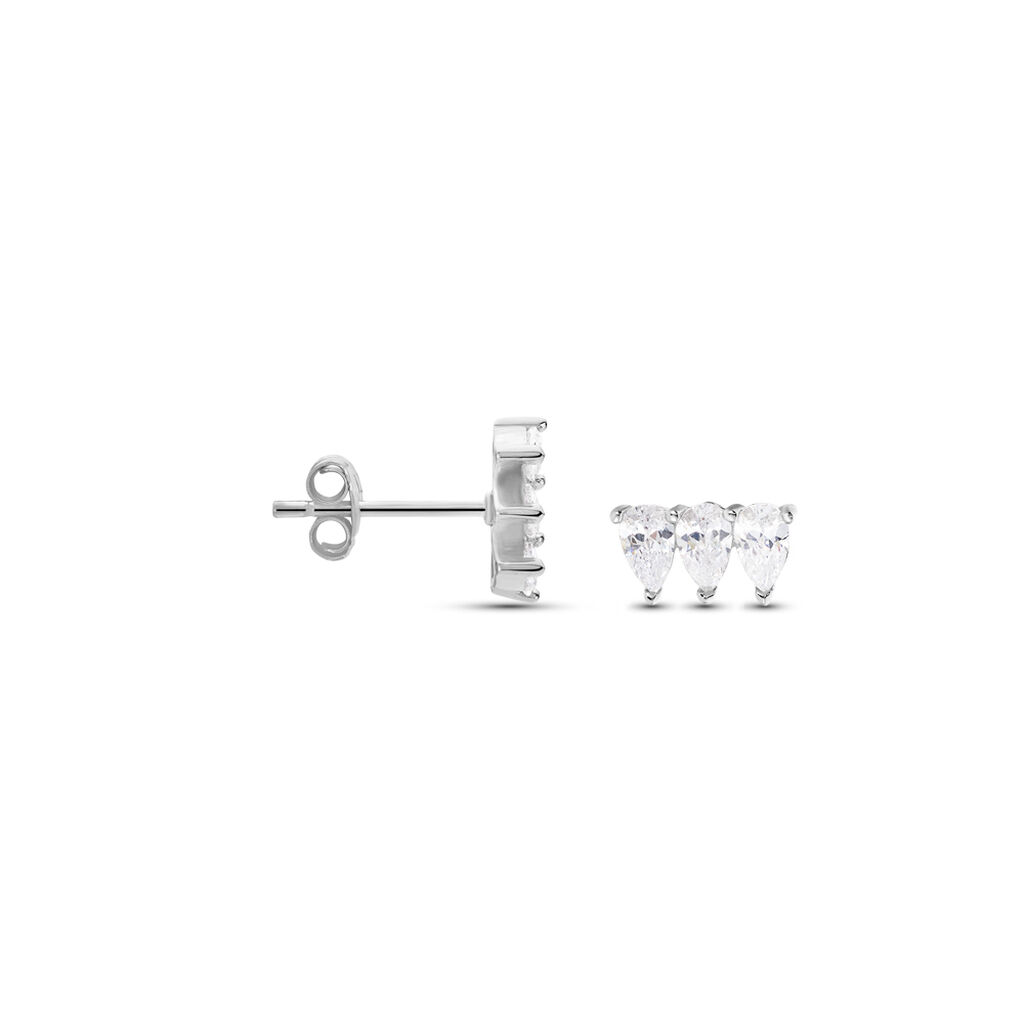 Boucles D'oreilles Puces Candelas Argent Blanc Oxyde De Zirconium