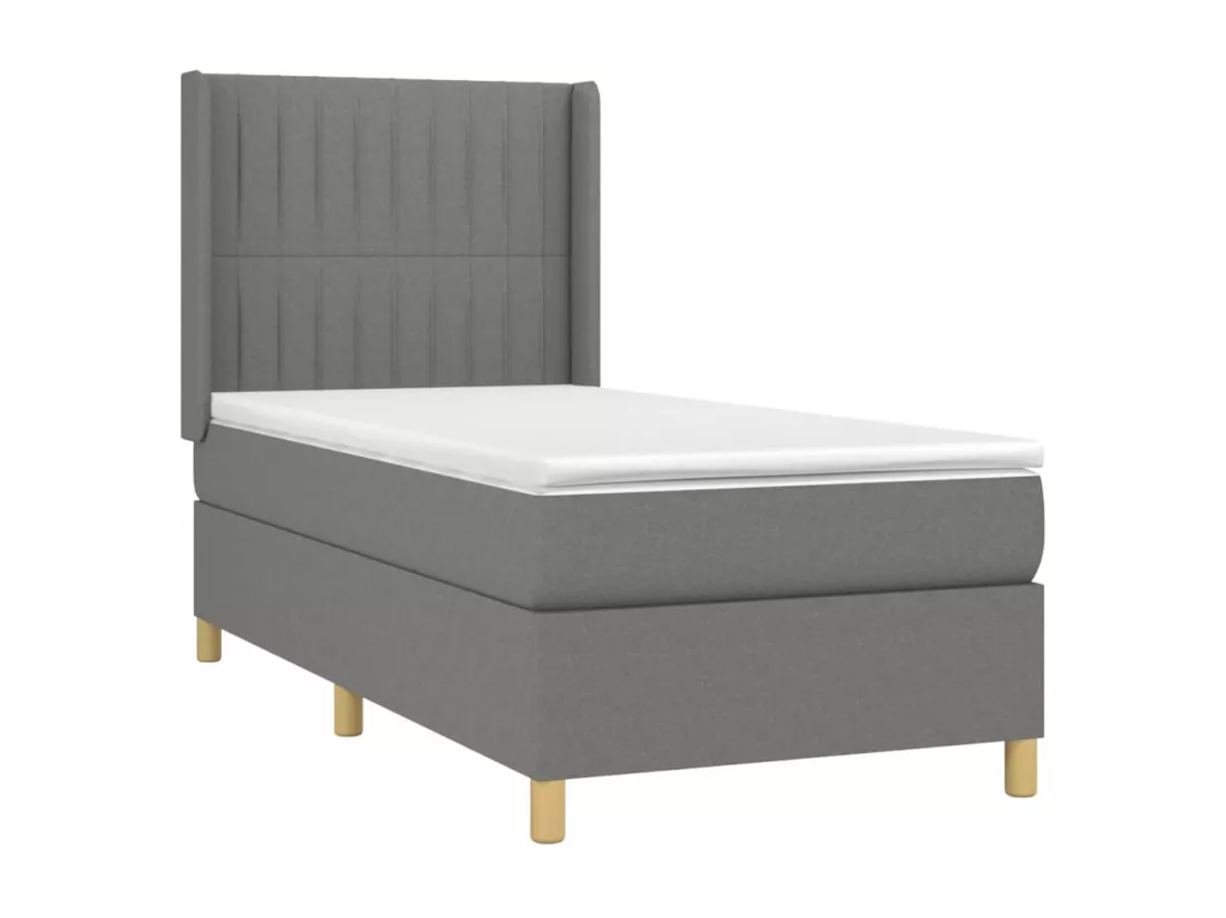 Sommier tapissier avec matelas et LED Gris foncé 90x190cm Tissu