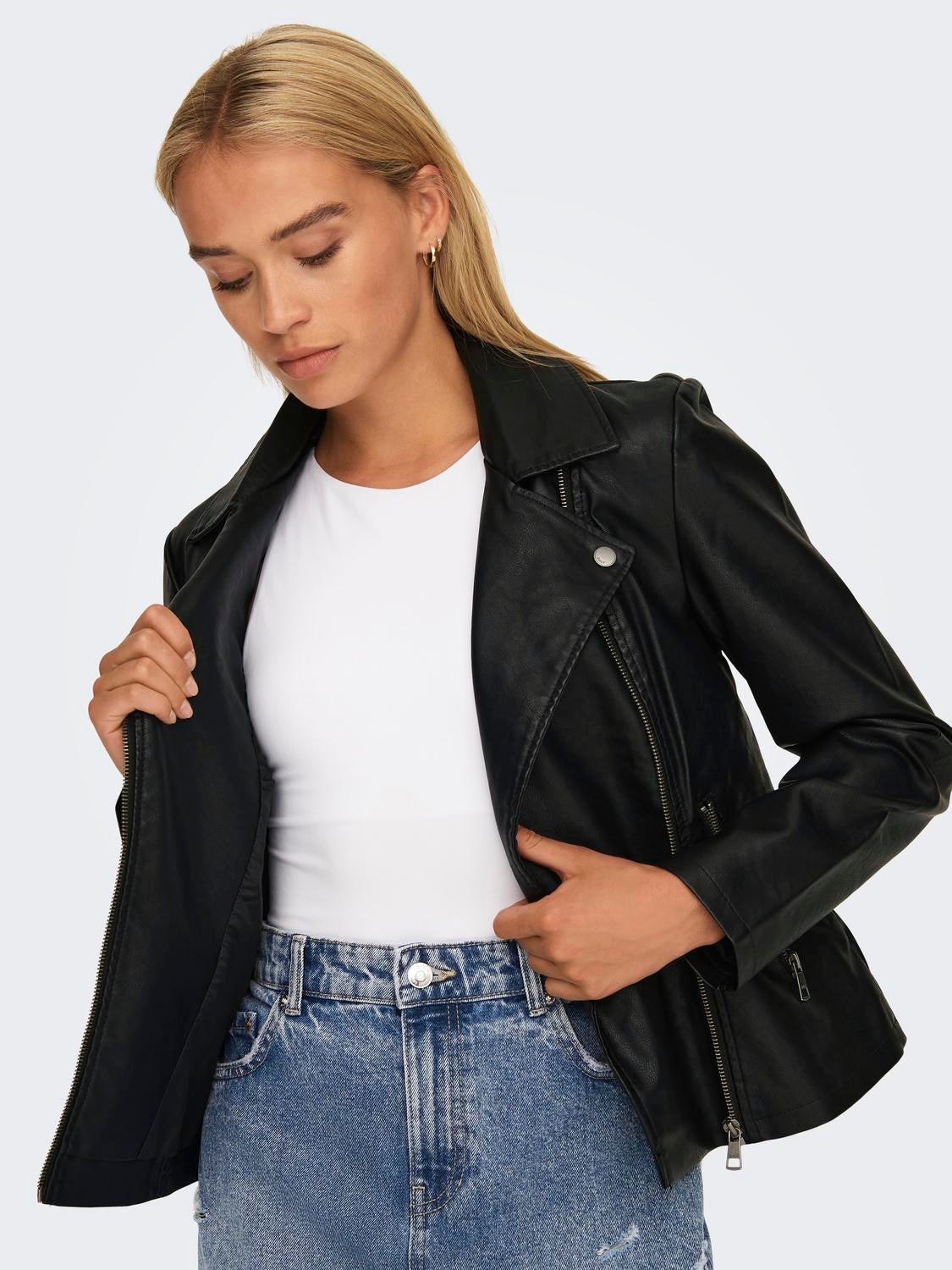ONLNEWMELISA Bikerjacke in Lederoptik Black