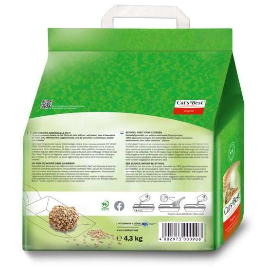 Litière végétale agglomérante pour chat Cat's Best OkoPlus - 4,3 kg