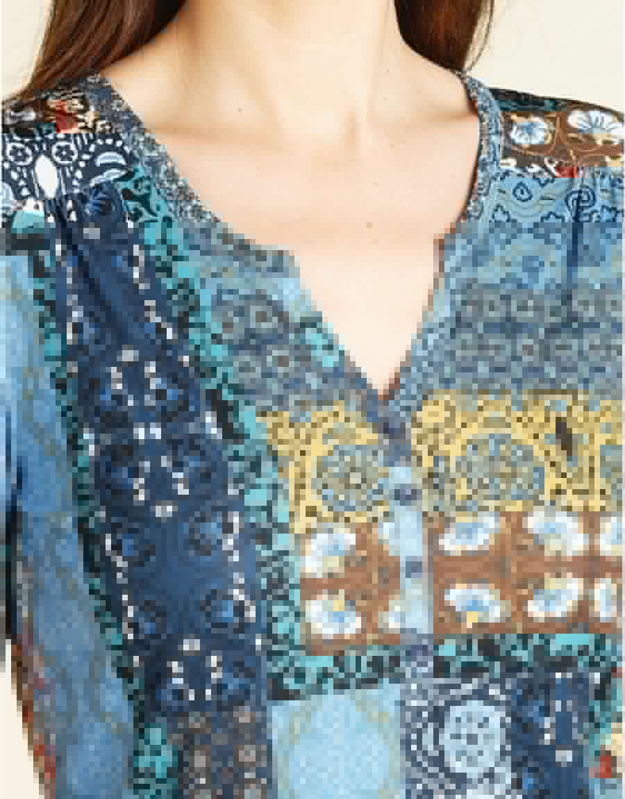 Top imprimé bleu