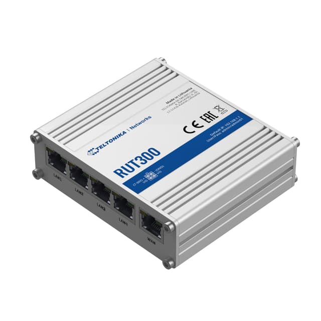 Teltonika RUT300 Ethernet Router Teltonika Industrial Ethernet Router RUT300 Ingen Wi-Fi, 10/100 Mbps Mbit/s, Ethernet LAN (RJ-45) porte 5, Mesh Support No, MU-MiMO Nej, 1xUSB A port til eksterne enheder