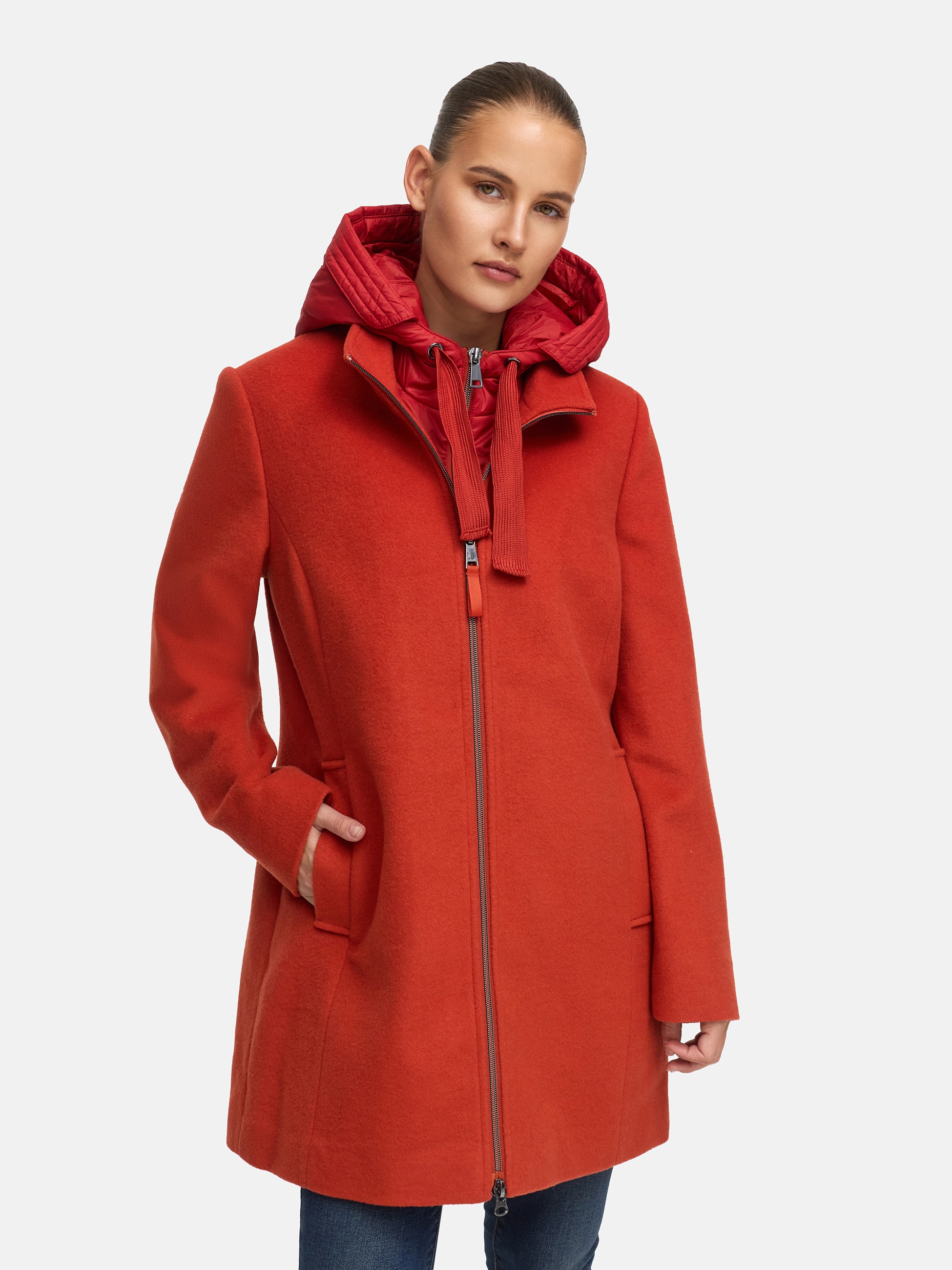 MANISA Wolljacke mit Kapuze mit herausnehmbarer Kapuze