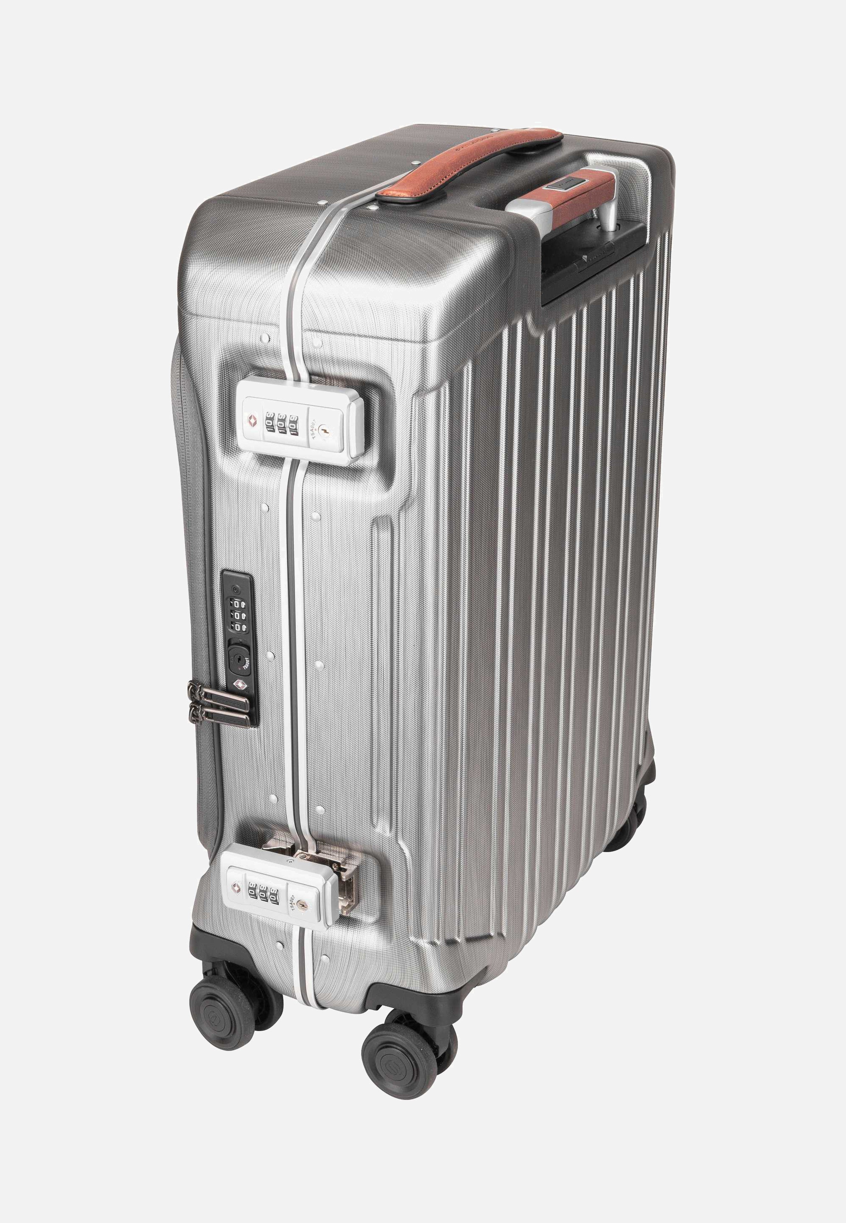 PQ-LM Cabin Spinner 4426 with Front Pocket Nero-Cuoio - Koffer