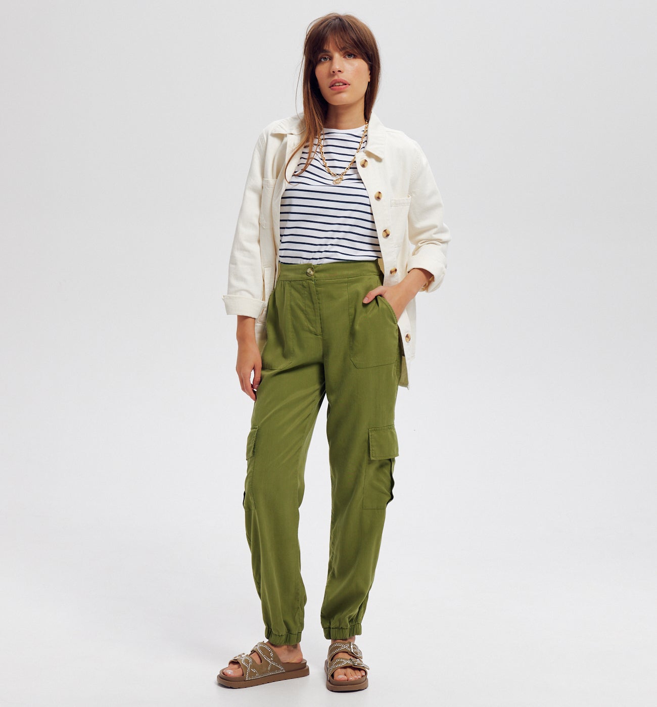 Pantalon cargo en lyocell - Kaki
