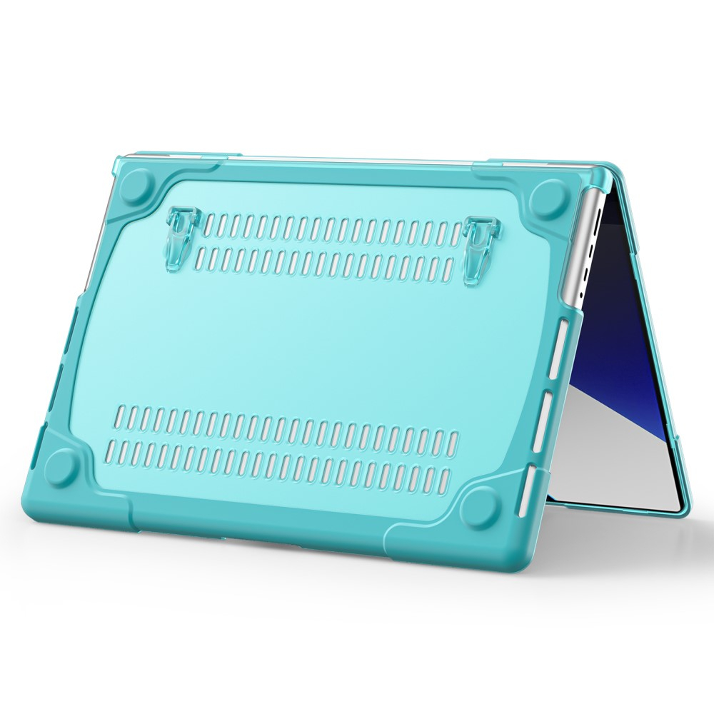 MacBook Pro 14'' (2025/2024/2023/2021) Hard Case Hülle Schutzabdeckung Stossschutz mit Standfuss - Hellblau