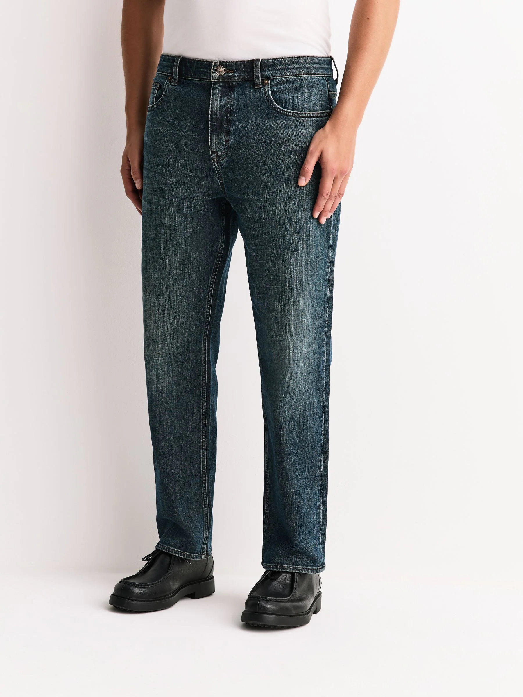 Diepblauw - Straight fit - Vintage wash denim jeans