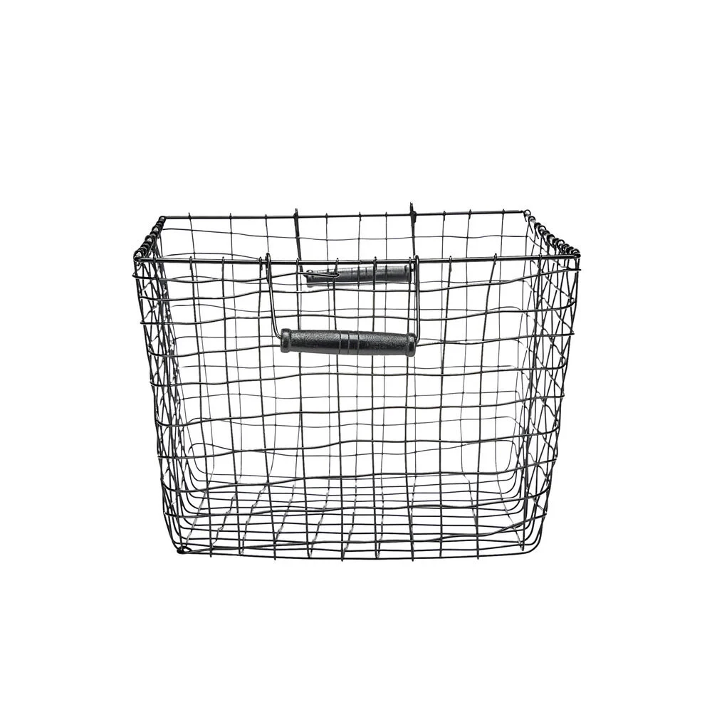 Panière en métal filaire noir 33x33xH23cm