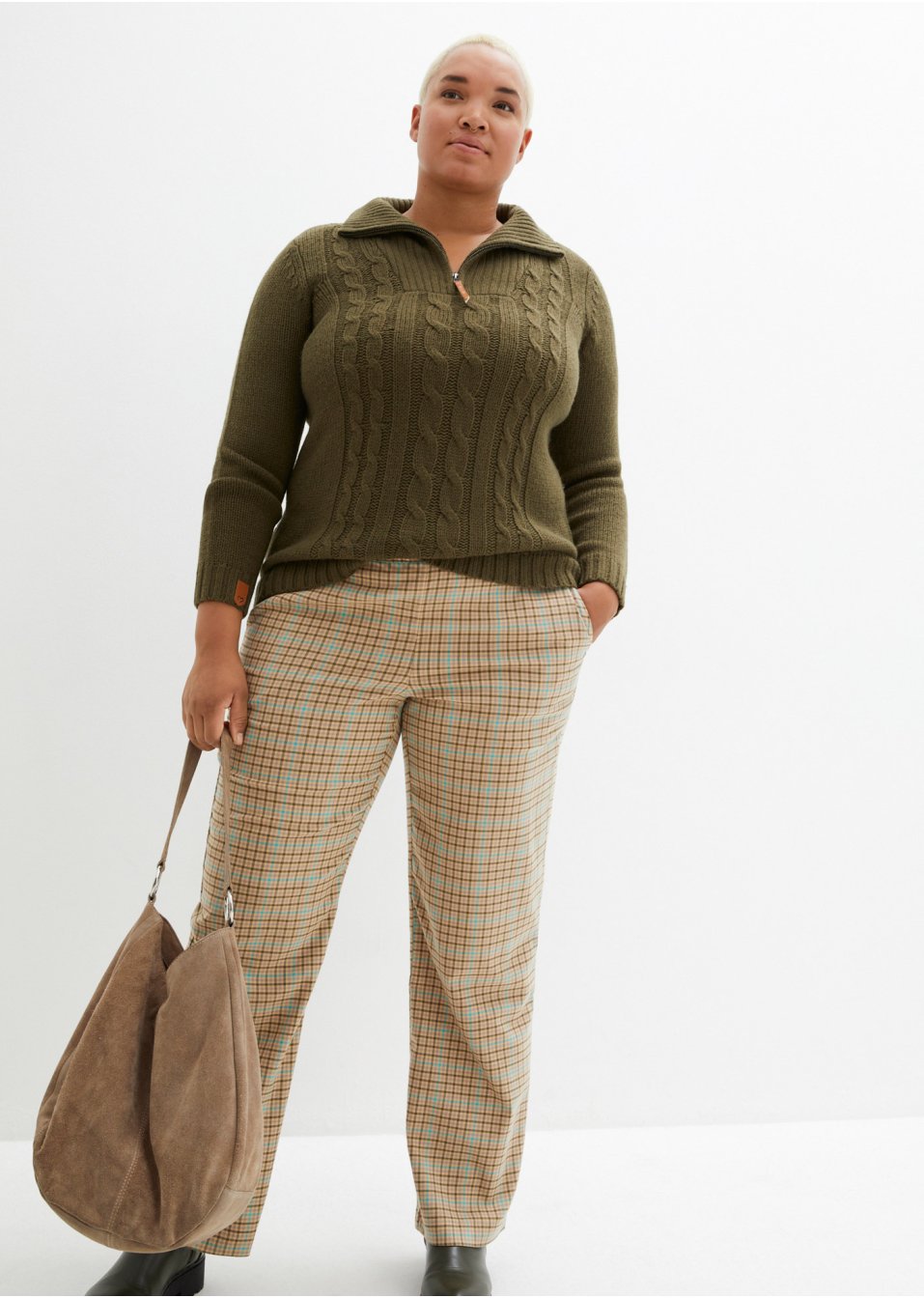 Pantalon taille haute, long