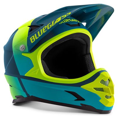Casque Intégral Blugrass Intox Bleu Pétrole / Jaune Fluo 2022