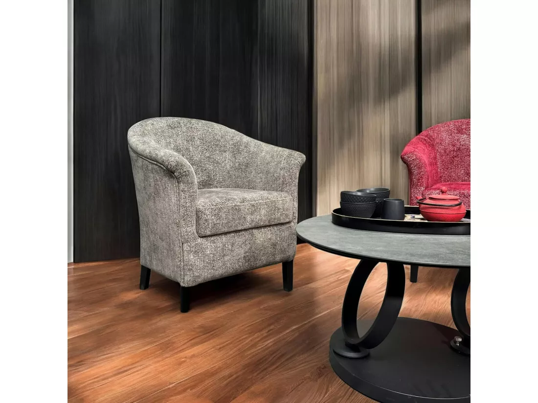 Fauteuil Cabriolet brun chiné MIRA