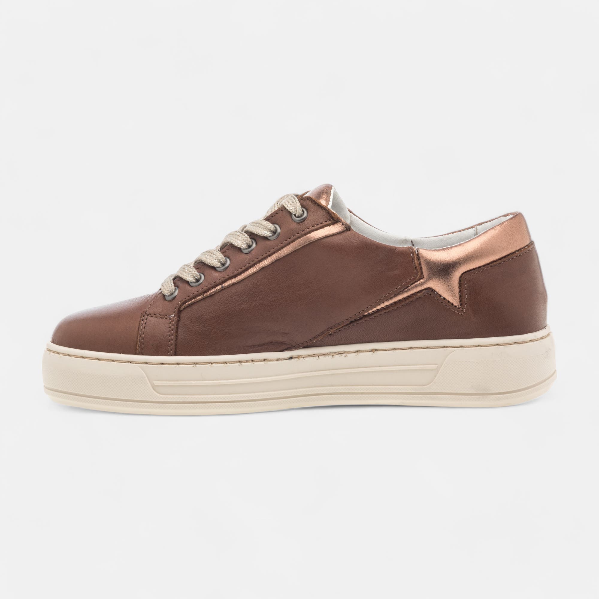 Baskets basses Femme en cuir cognac