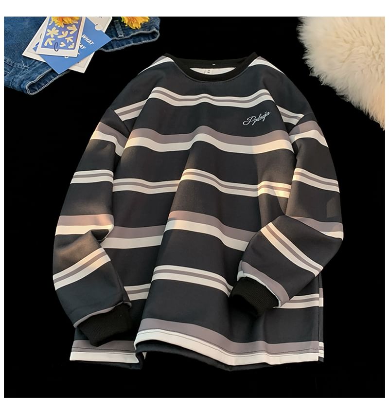 Mimiyox - T-shirt met lange mouwen, ronde hals en strepenprint