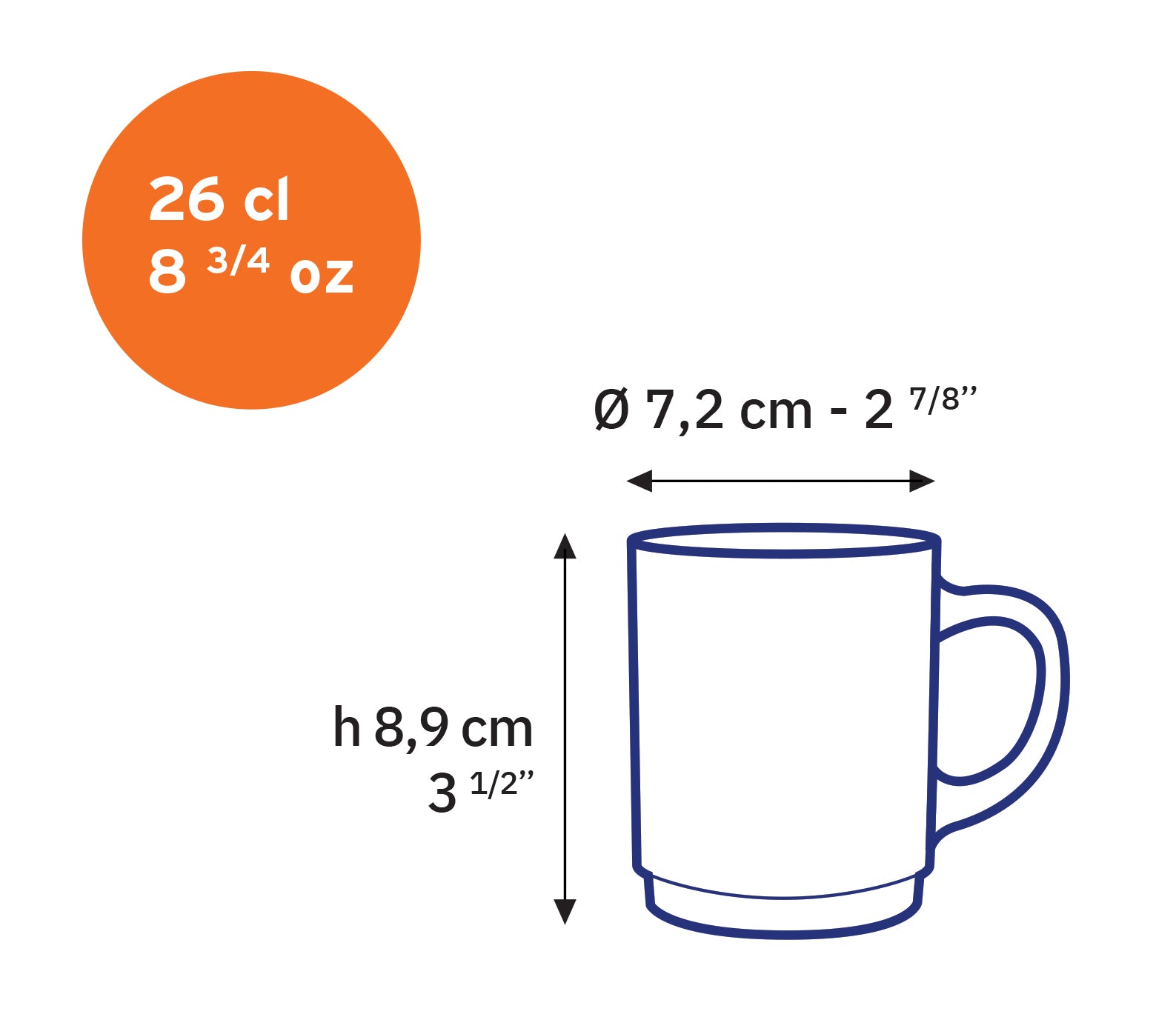 Versailles - Tasse \/ Mug 26cl x6 - Panaché 6 couleurs