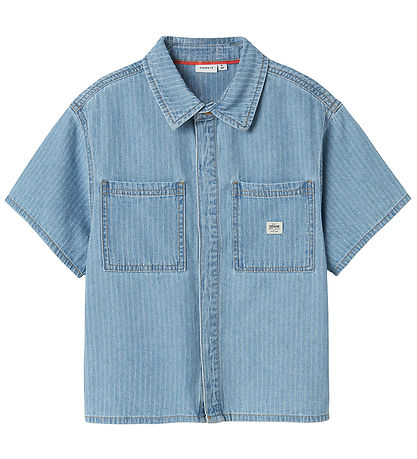 Name It Hemd - NkmFelix - Light Blue Denim/Streifen