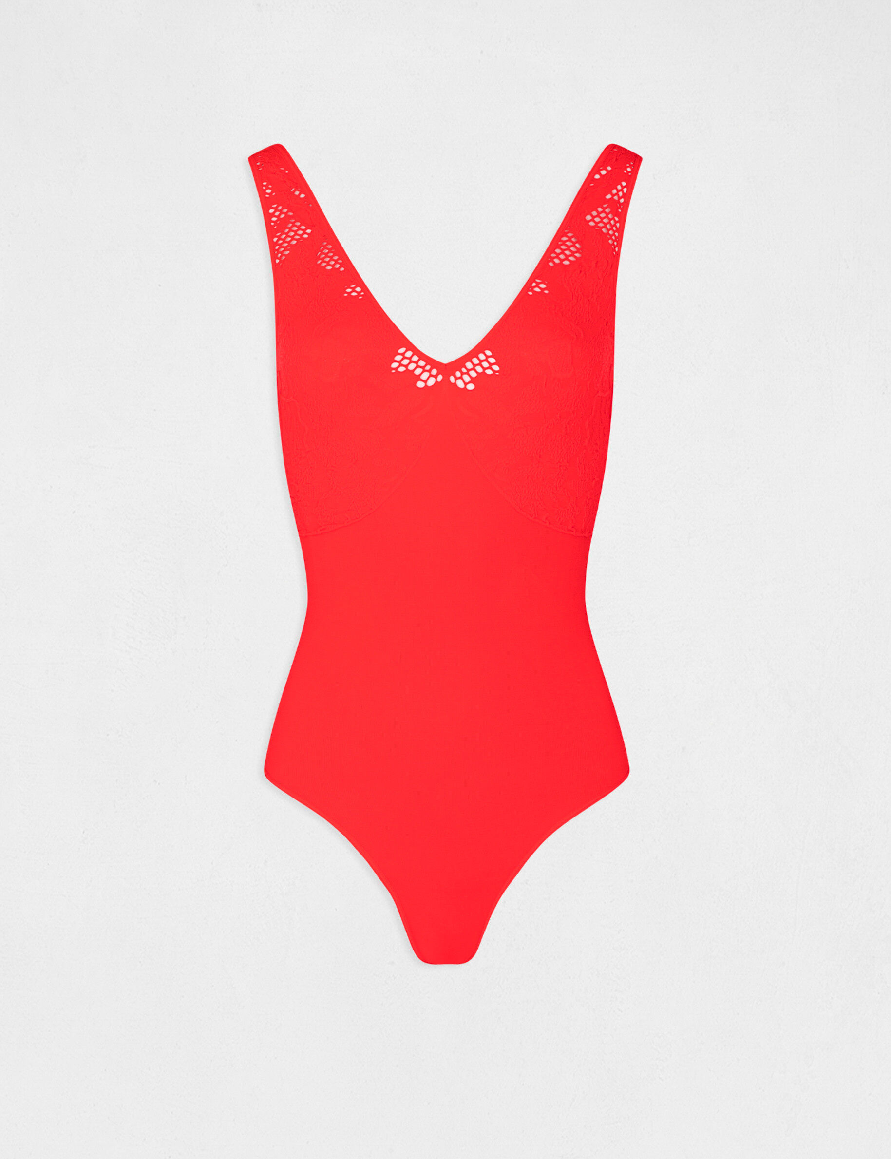 Body bretelles larges à détails ajourés rouge femme - rouge