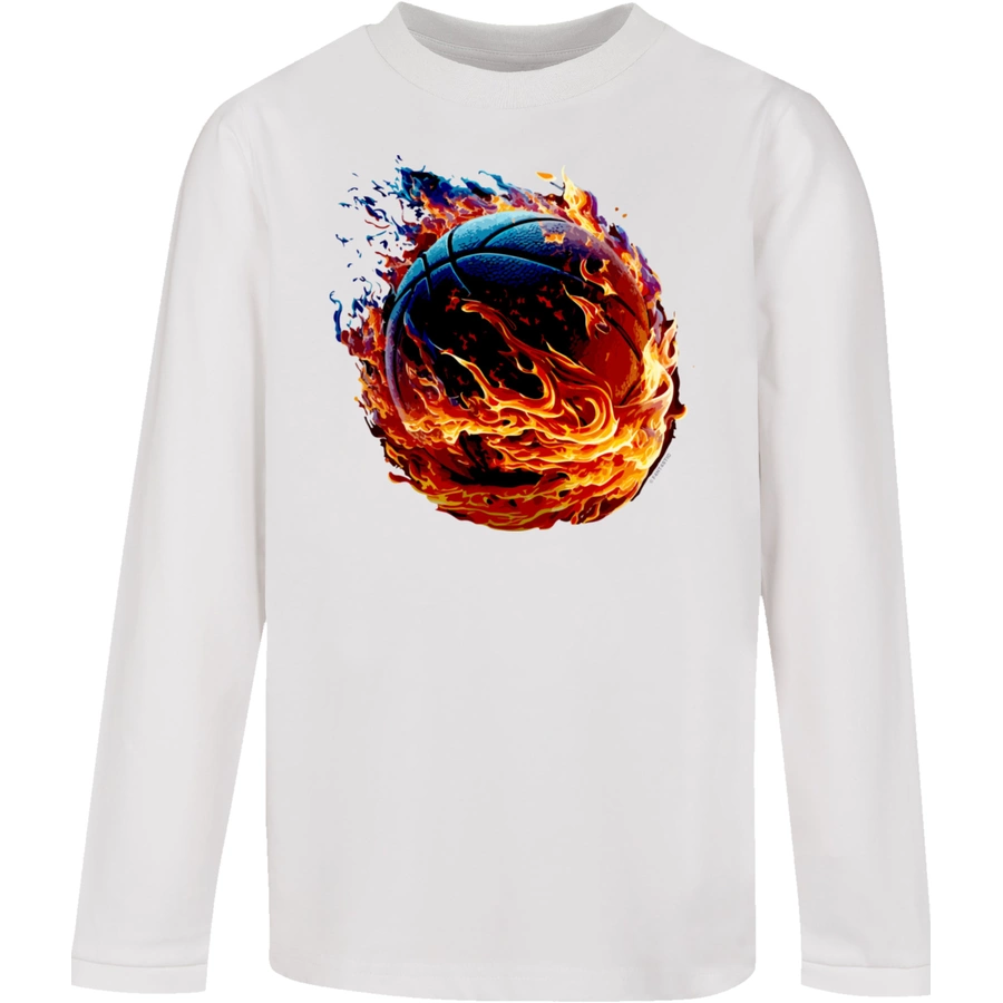 F4NT4STIC Longsleeve Shirt Basketball on fire weiß