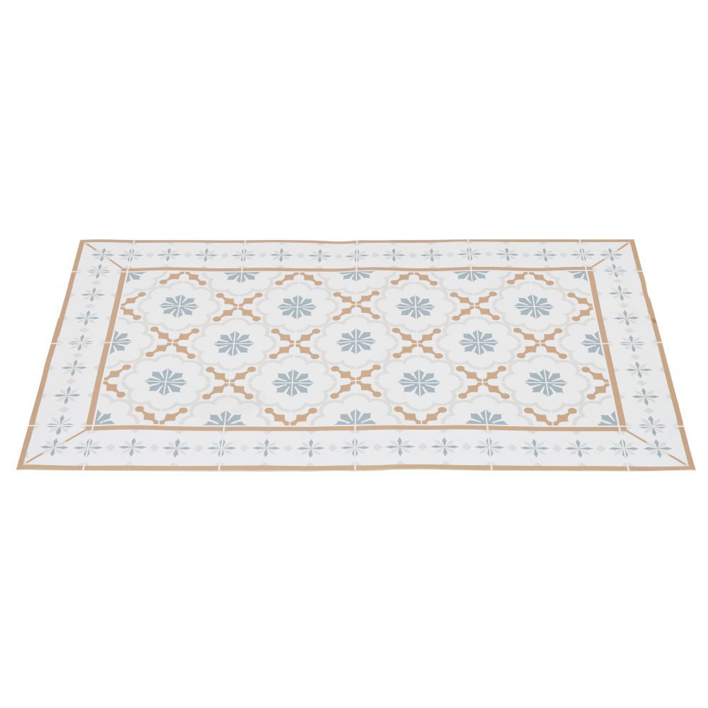 Tapis de cuisine vinyle imprimé carreau de ciment tricolore 70x49,5cm