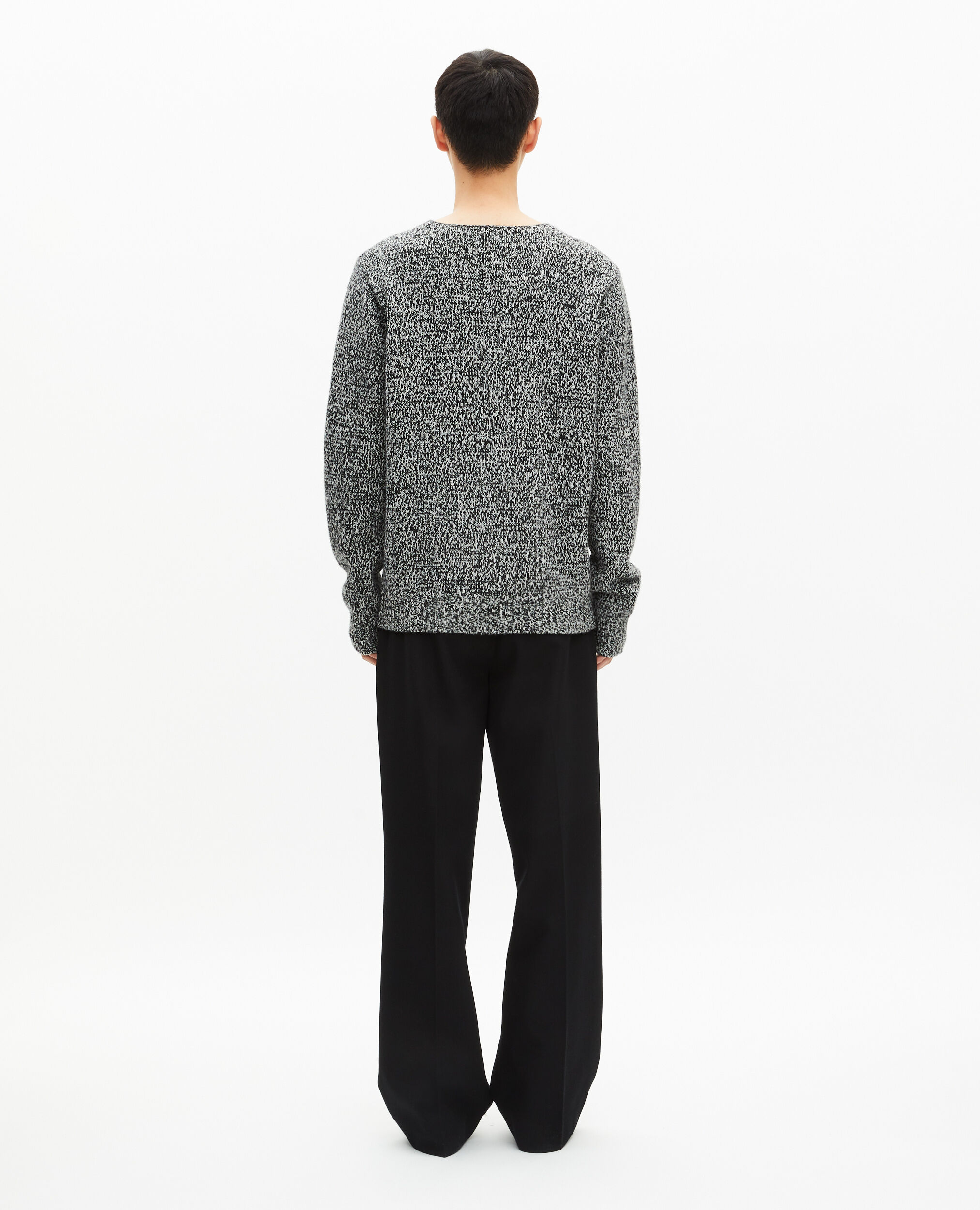 Pull en laine mouliné noir et blanc