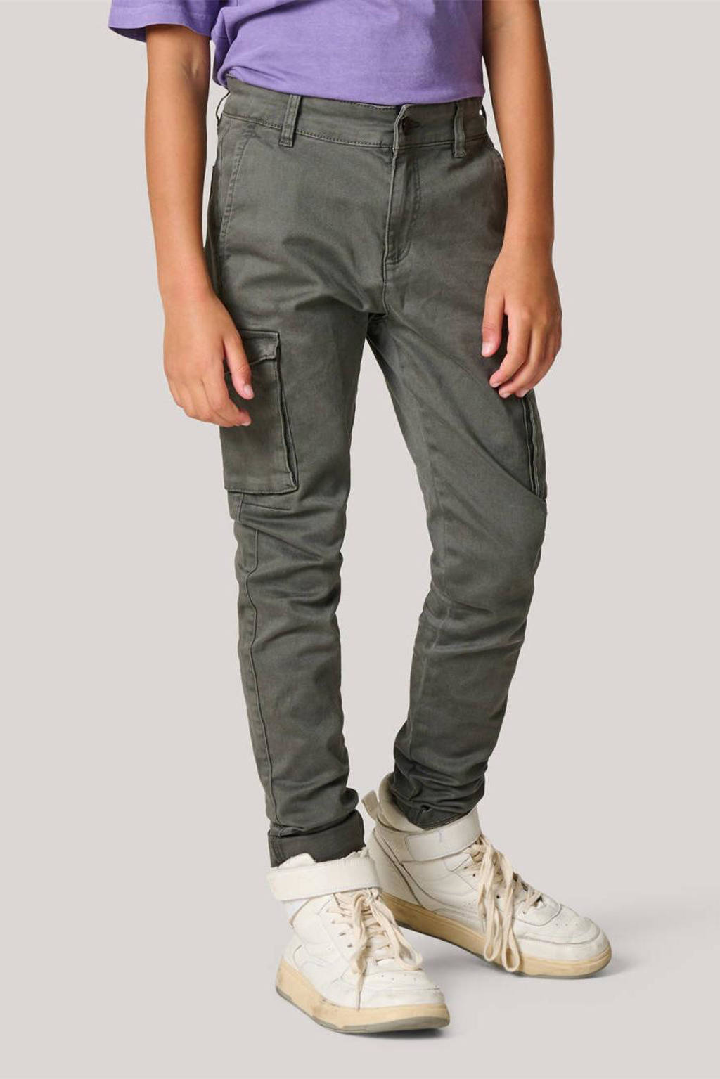Shoeby tapered fit cargobroek grijs