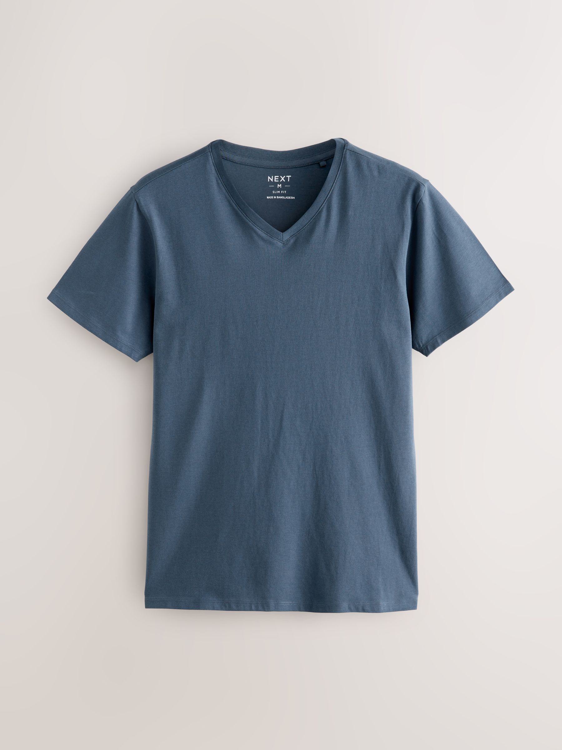Blauw - Verpakking van 5 slim-fit 100% katoenen T-shirts met V-hals en laagjes