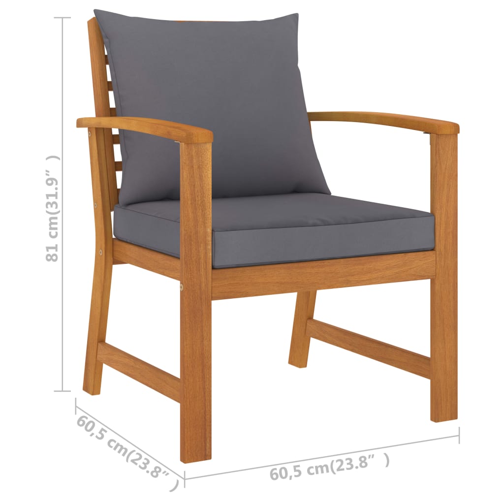 Salon de jardin meuble d'extérieur ensemble de mobilier 5 pièces avec coussin bois d'acacia solide