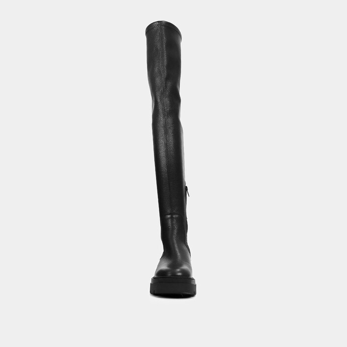 Bottes plates  en cuir grainé noir