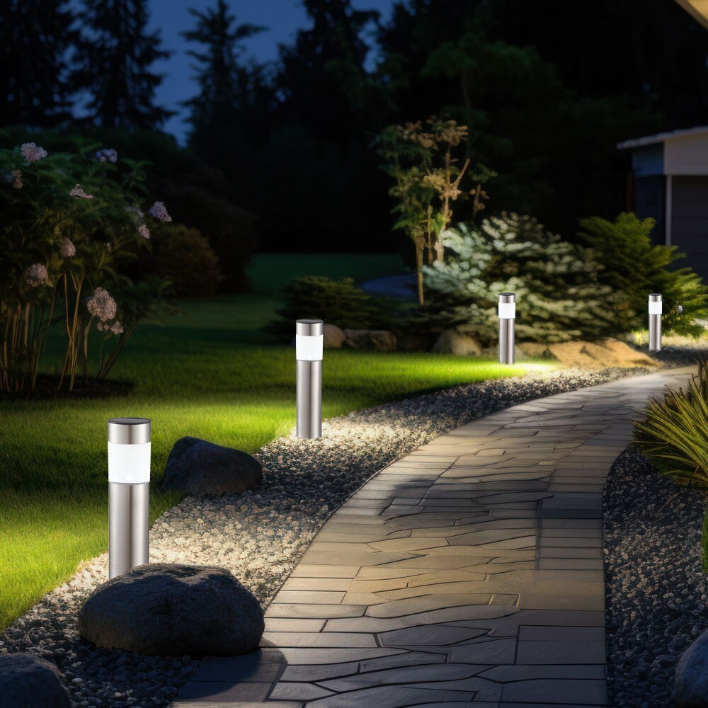 12er Set LED Edelstahl Solarleuchten, Höhe 28 cm