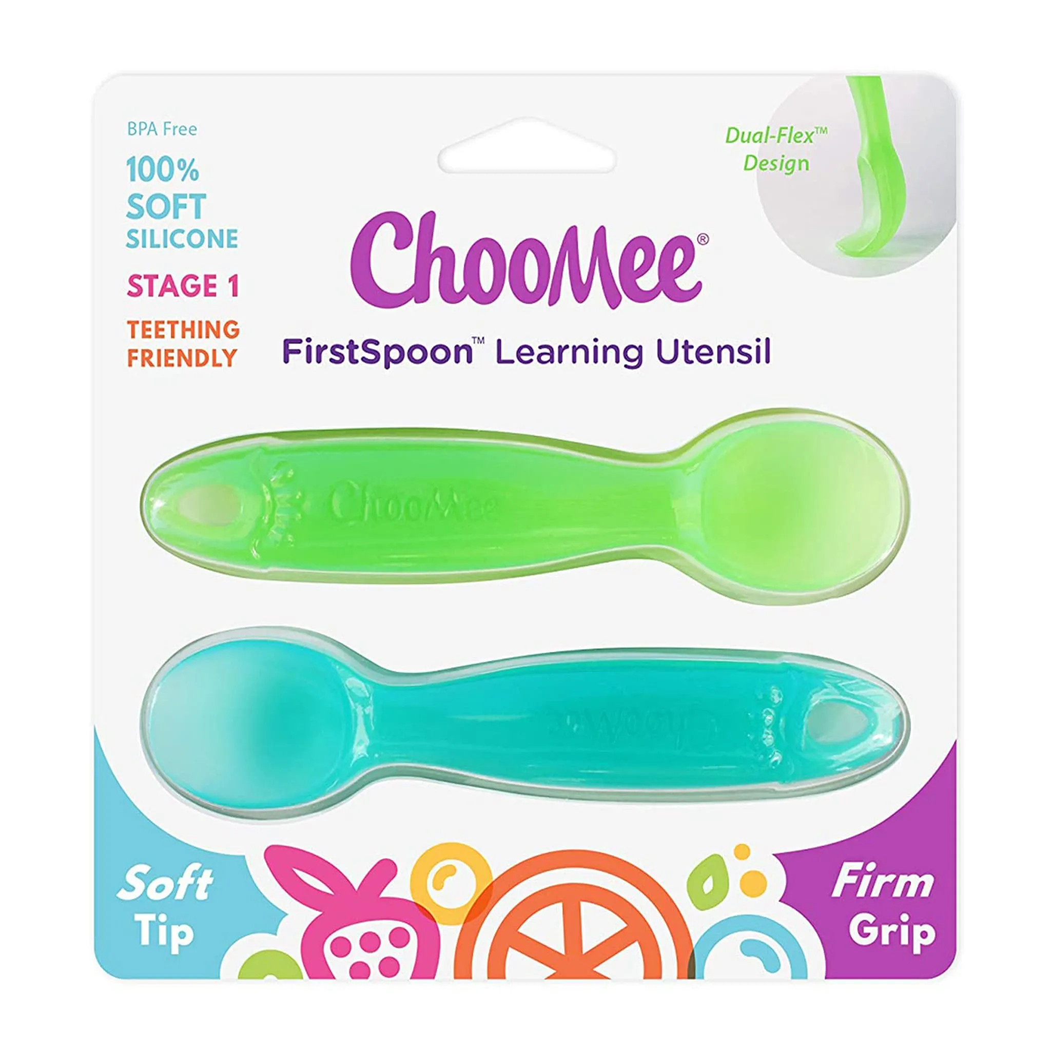 ChooMee Cuillère FirstSpoon Paquet de 2 - Aqua Verte