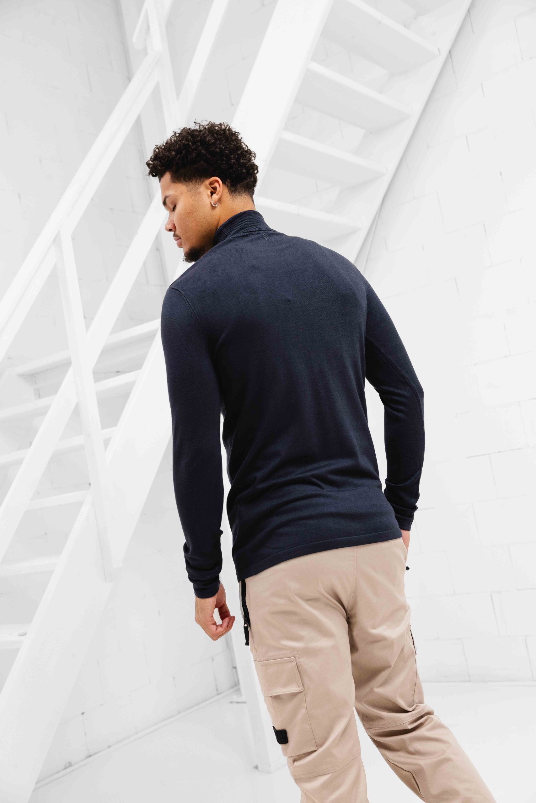 Pure Path Essential Knitwear Turtleneck Sweater Heren Donkerblauw