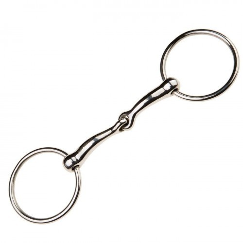 Freio de aço inoxidável com argolas articuladas, cor prata.