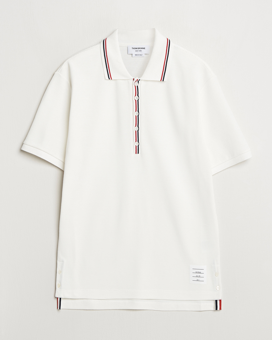 Thom Browne Waffle Cotton Polo Natural White