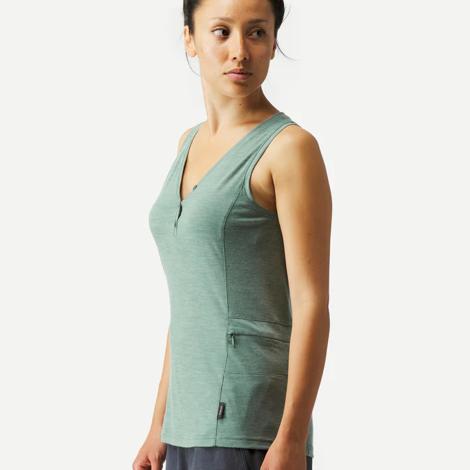 Decathlon Forclaz - Regata feminina Forclaz em lã merino para mochilão e viagens - Travel 500