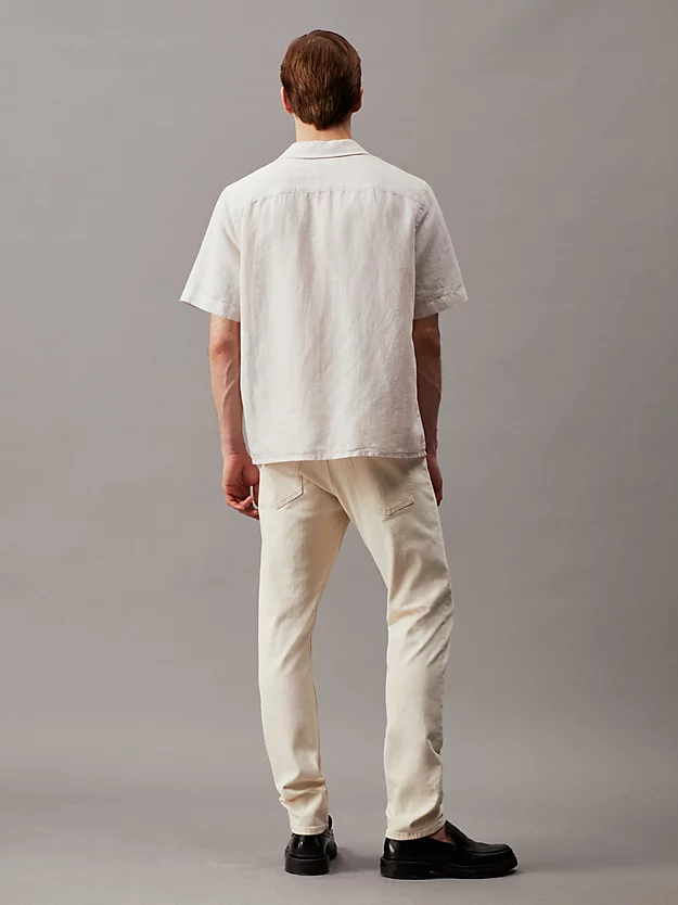 Camisa listrada de algodão e linho