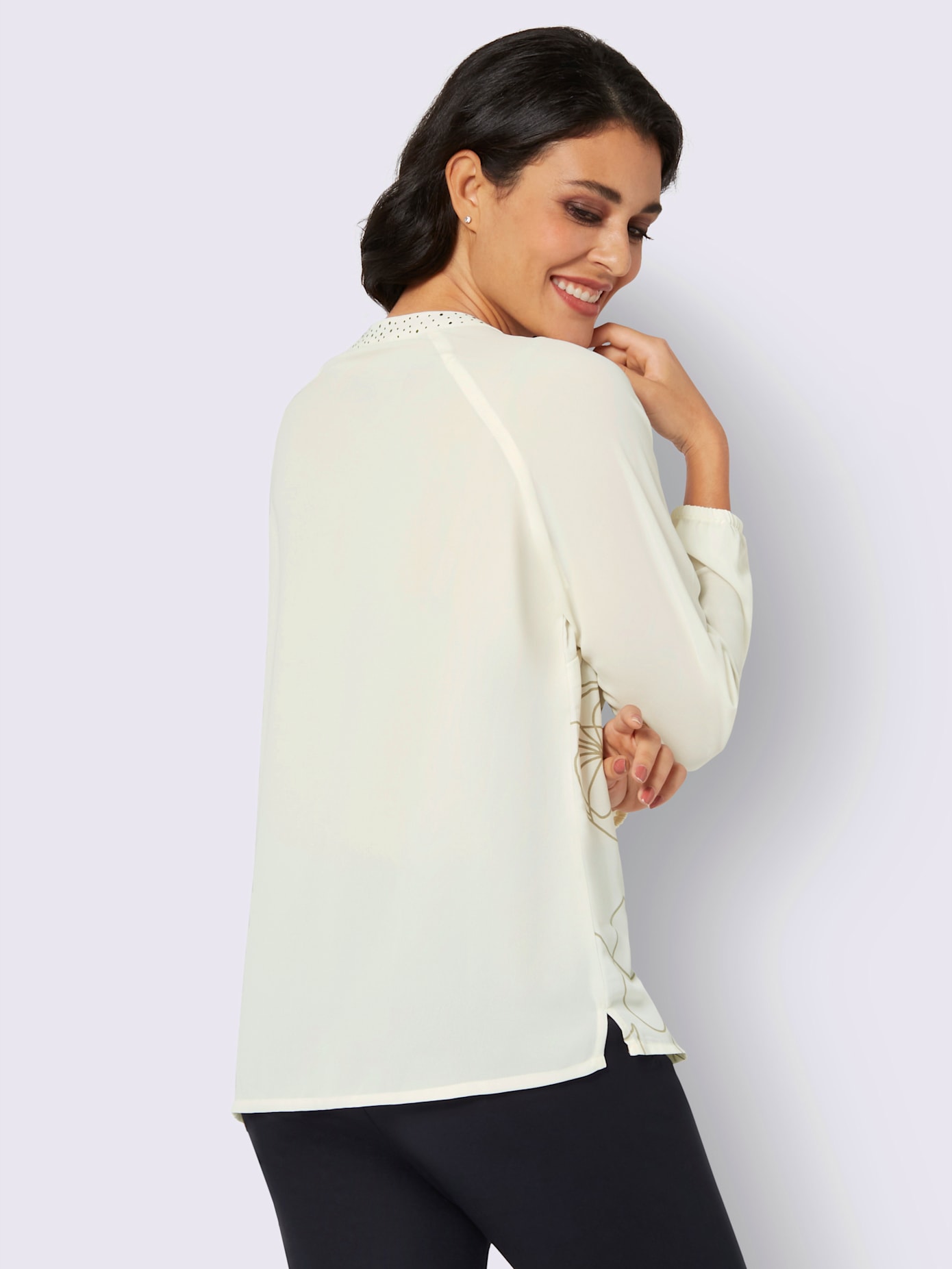 Chemisier petites pierres fantaisie à l'encolure
