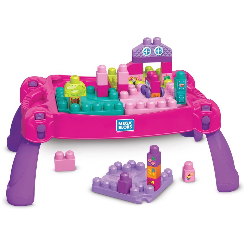 Mega Bloks Bau- und Lerntisch, pink & lila Bauspielzeug