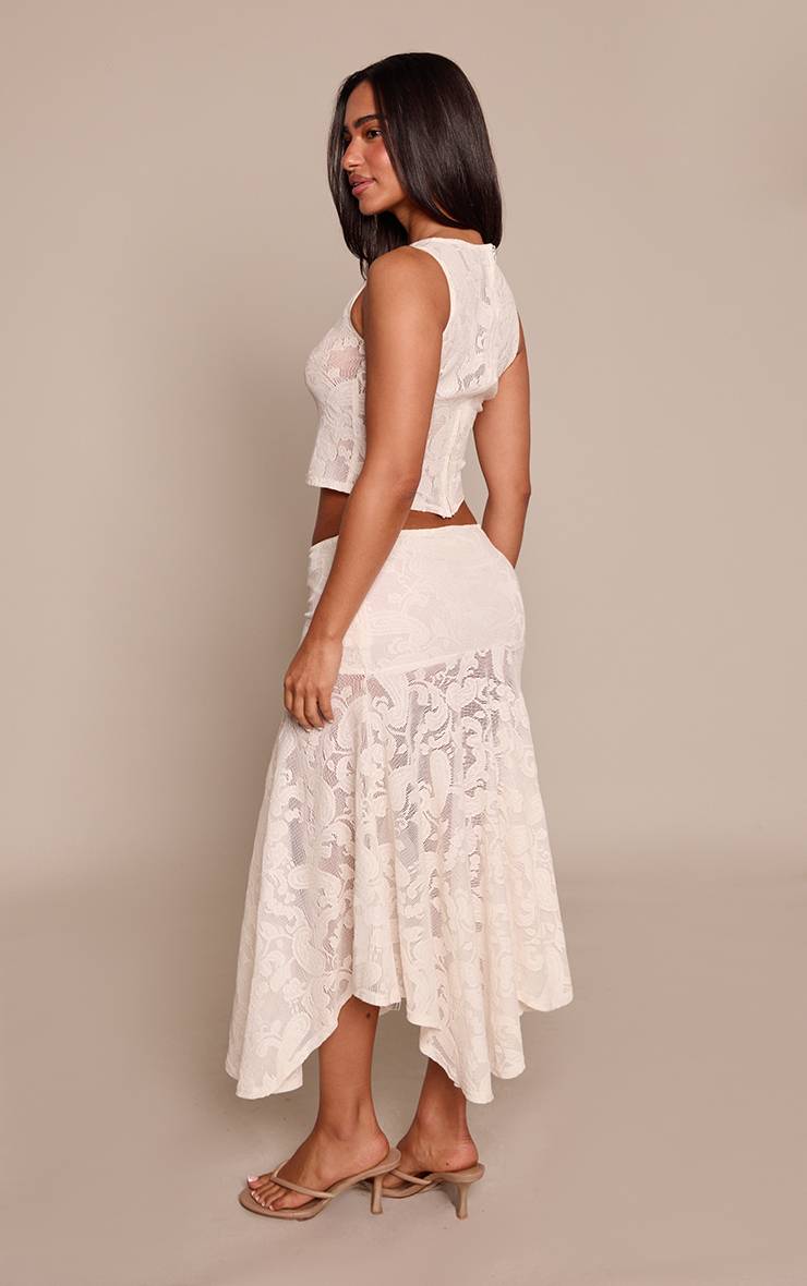 Crème Jupe Midi Fluide Tissée À Motif Paisley Petite Taille Co-ord