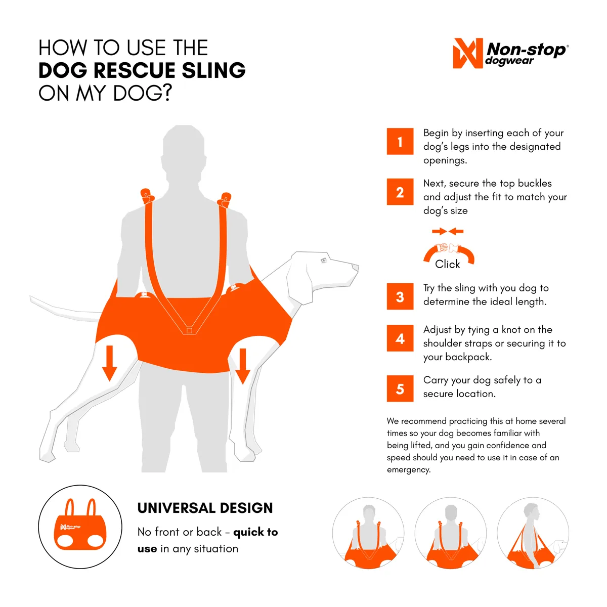 Non-stop Dogwear Dog Rescue Sling Orange