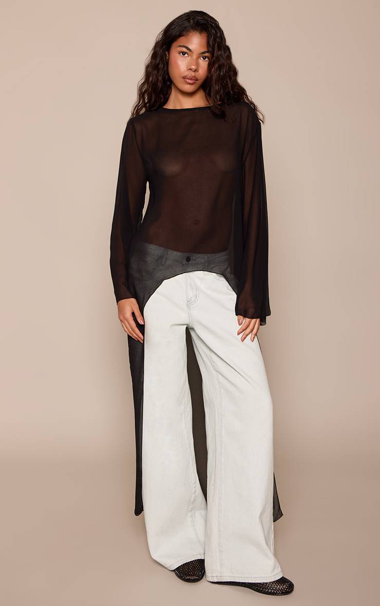Noir Haut Longline Extrême En Mousseline