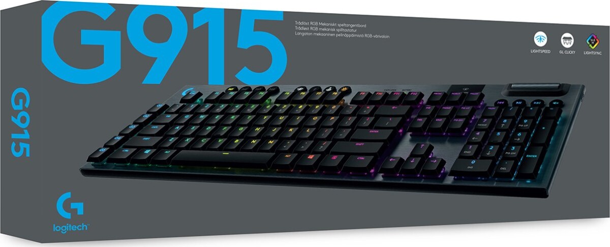Logitech G915 - Lightspeed Tkl Trådløs Gaming Tastatur - Nordisk - Sort