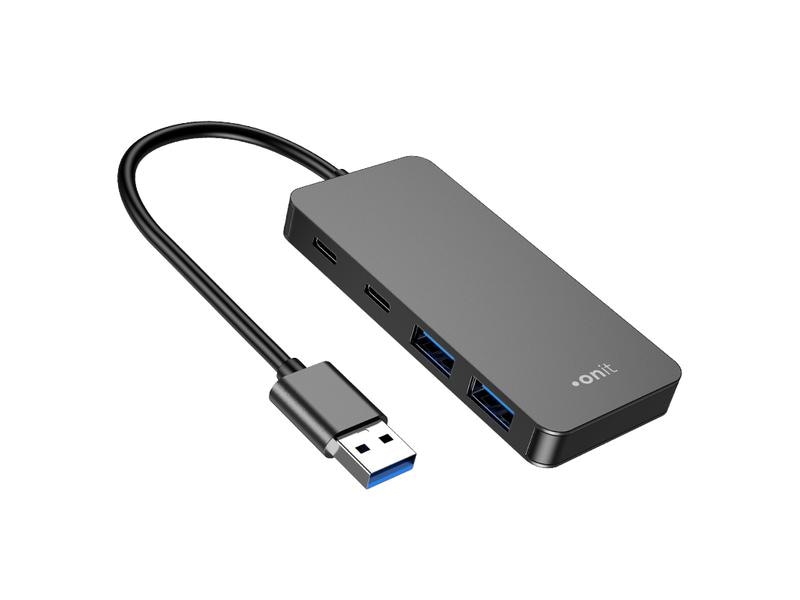 onit USB-A-Hub 2A2C Leichter und kompakter Hub mit 2 USB-A- und 2 USB-C-Ports