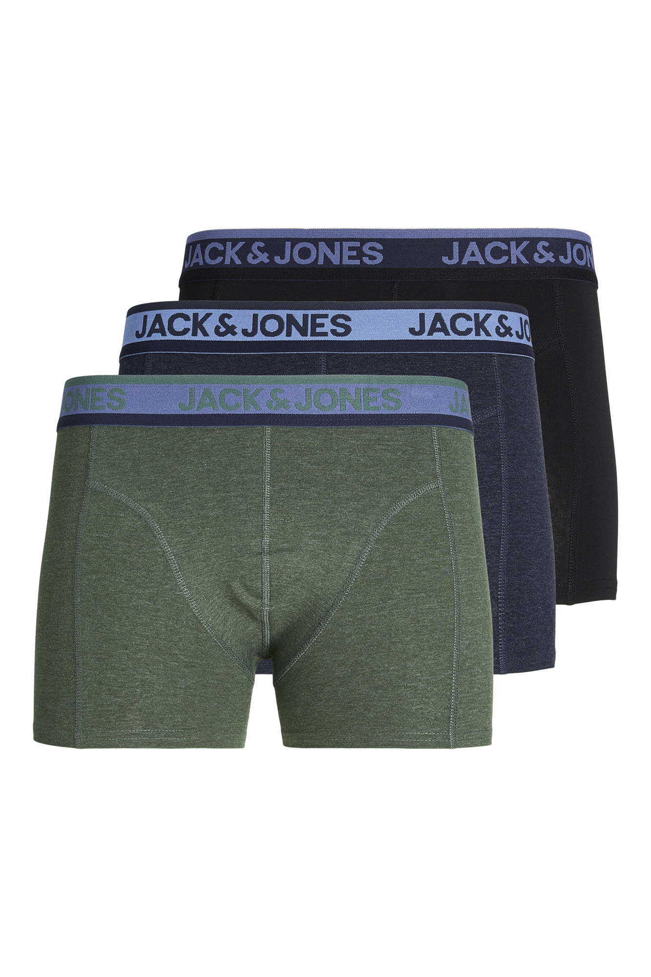 Pacote com 3 cuecas boxer com logotipo.