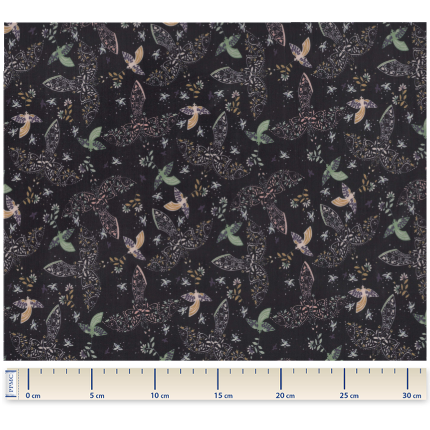 Coupon Tissu Enduit De 35Cm Ex2480 Oiseau Bandana Marine