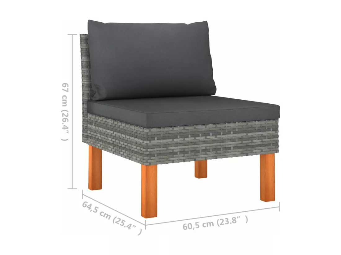 Canapés centraux 3 pcs Résine tressée et bois d'eucalyptus