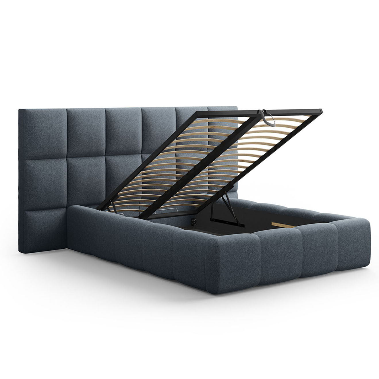Maison Héritage Lit avec coffre de rangement Isa bleu foncé - 230x200x125 cm