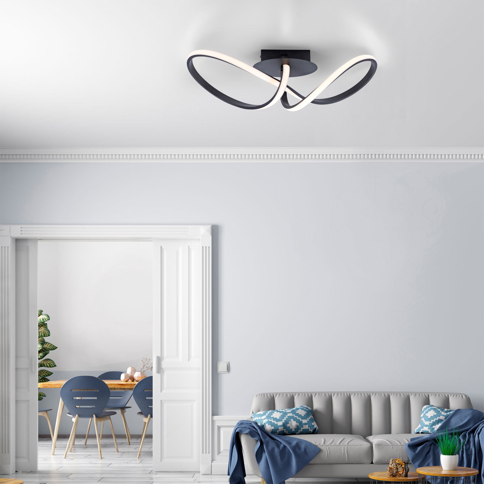 JUST LIGHT LED Deckenlampe MARIA 24,5 x 61 cm schwarz