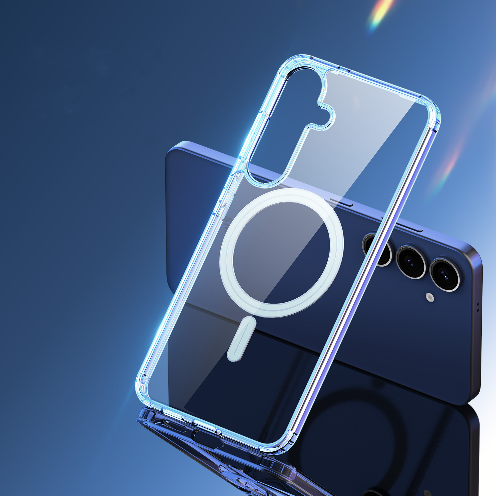 Samsung Galaxy S25 Hybrid Hardcase Hülle TPU Bumper   Kunststoff Rückseite MagSafe-Modul - Transparent