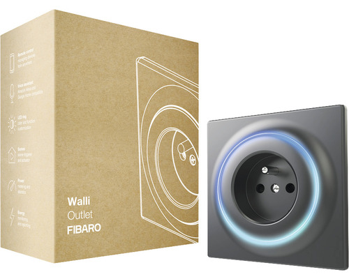 Fibaro Walli Outlet Type E stopcontact met repeaterfunctie voor het bedienen van elektrische apparaten, zwart - Compatibel met SMART HOME van hornbach