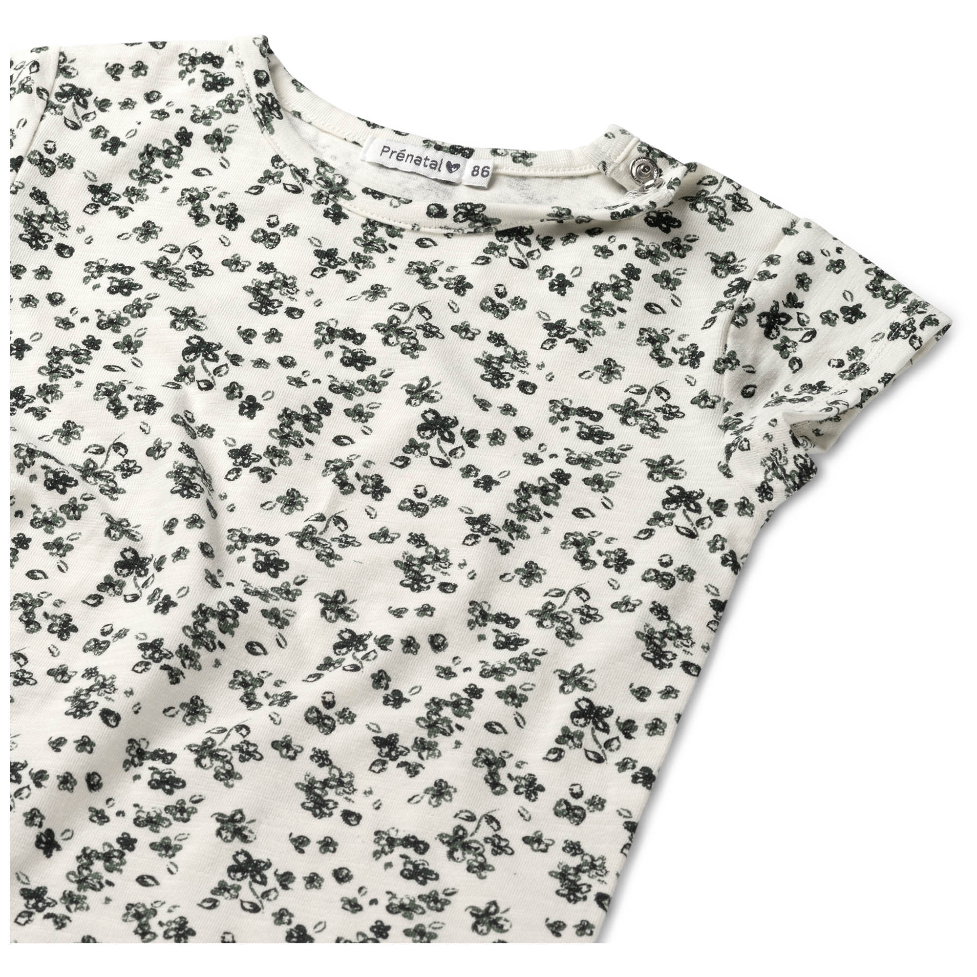 Prénatal baby T-shirt korte mouwen bloemen wit